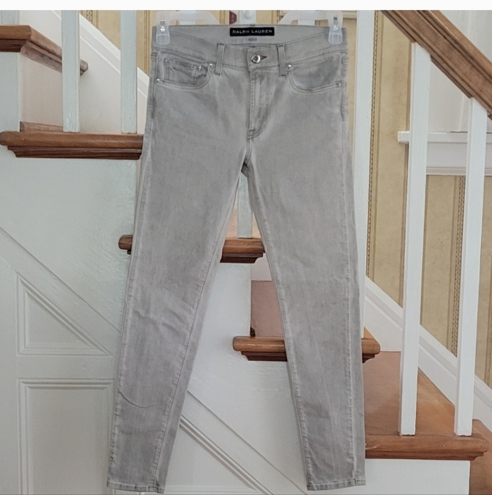 RALPH LAUREN 400 Matchstick Super Slim Grey Jeans Black Label Size 28